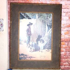 Vintage Framed Jim Daily Tom
Sawyer Huck Finn Fence Painting Art Print